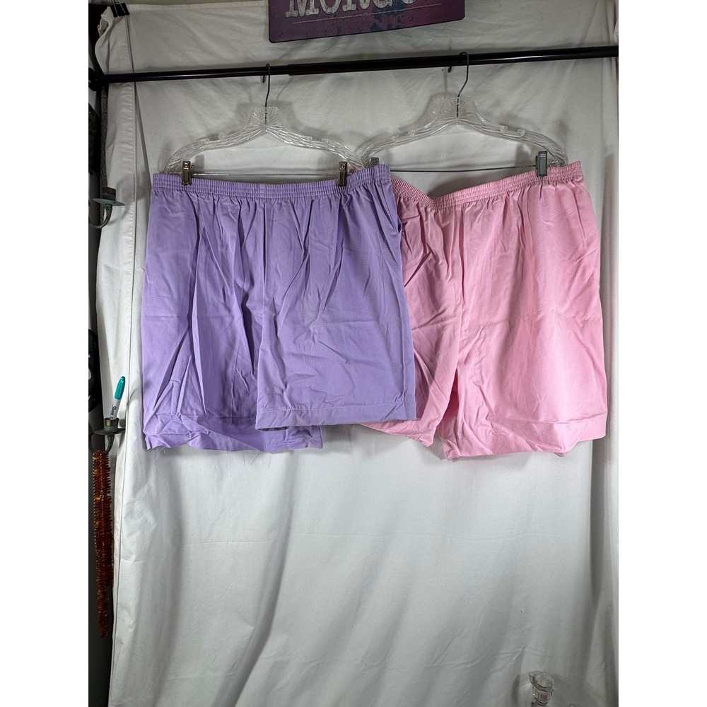 Blair Womens 2XL Elastic Waist Shorts Bundle Purple Pink Pastel Plus Size 2 Pack